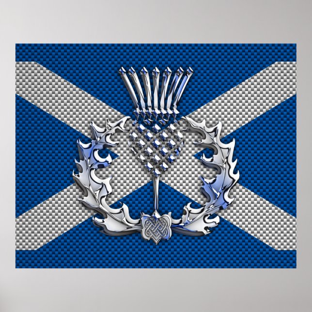 Flagga Carbon Fiber Print Scotland Poster (Framsidan)