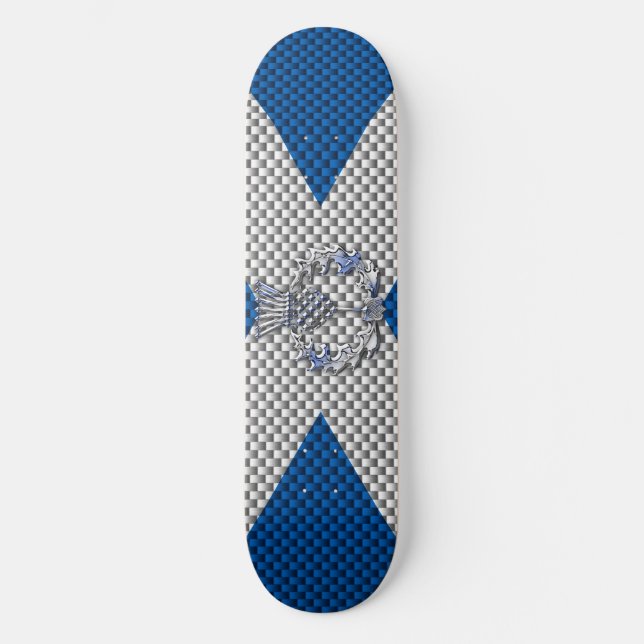 Flagga Carbon Fiber Print Scotland Skateboard Bräda 19,5 Cm (Framsida)