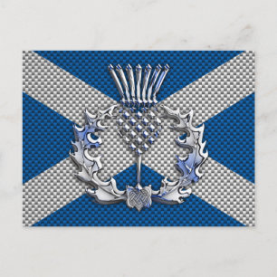 Flagga Carbon Fiber Print Scotland Vykort