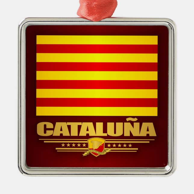 Flagga Cataluna (Katalonien) Julgransprydnad Metall (Framsidan)