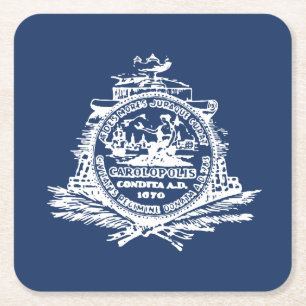Flagga Charleston, South Carolina Square Papper Co Underlägg Papper Kvadrat