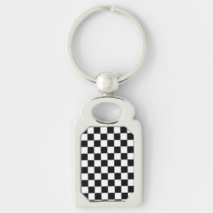 Flagga Checker Rektangulärt Silverfärgad Nyckelring