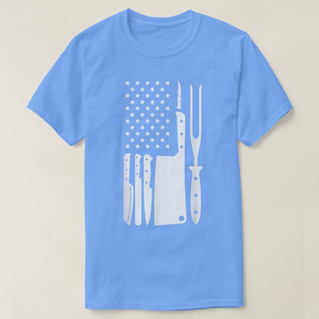 Flagga Chef Coola Knivar Set Butcher-kokning T Shirt (Design framsida)