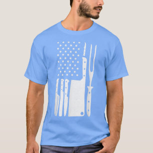 Flagga Chef Coola Knivar Set Butcher-kokning T Shirt
