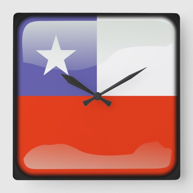Flagga Chile Fyrkantig Klocka (Framsida)