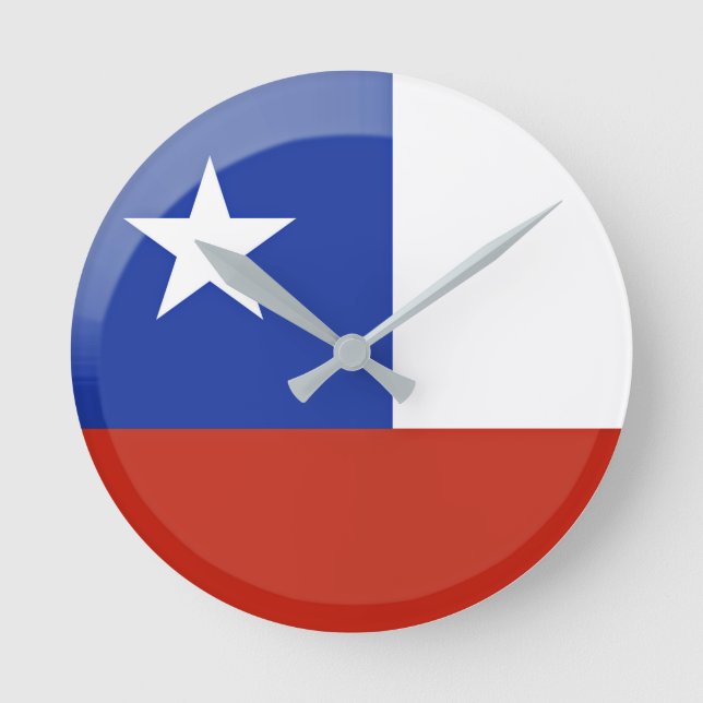 Flagga Chile Rund Klocka (Framsida)