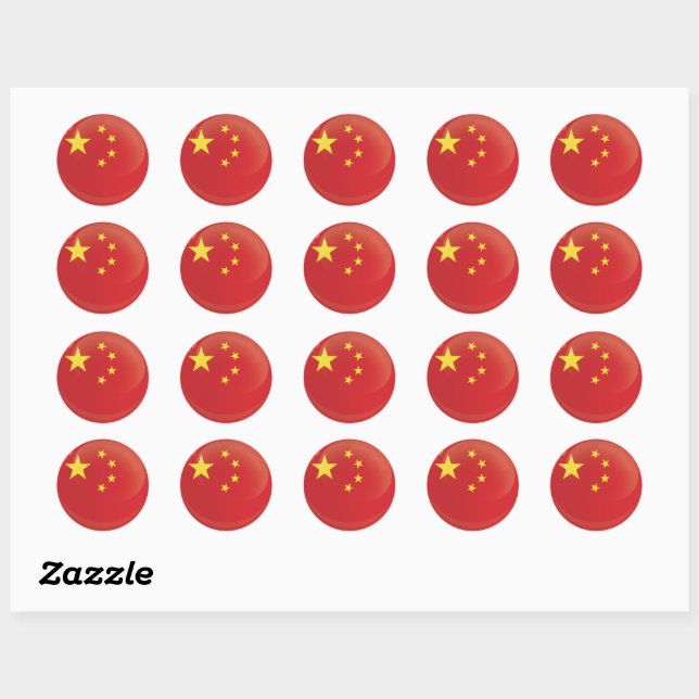 Flagga chinans runda ikoner runt klistermärke (Ark)