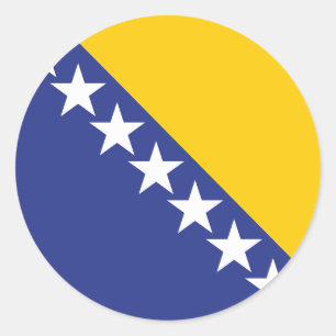 Flagga Classic Round Sticker i Bosnien och Hercego Runt Klistermärke