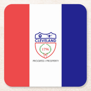 Flagga Cleveland, Ohio Square Pappersunderlägg Underlägg Papper Kvadrat