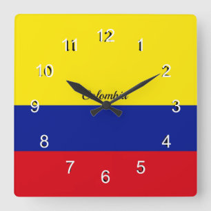 Flagga Colombia Fyrkantig Klocka