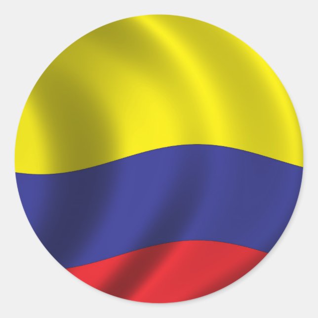 Flagga Colombia Runt Klistermärke (Framsida)