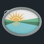 Flagga Coral Vår, Florida<br><div class="desc">Bälte Buckle med en konstruktion med flagga Coral Vår,  Florida. En vit,  grönt och blå flagga med en gult som stigning sol</div>