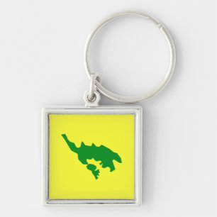 Flagga Culebra, Puerto Rico Fyrkantig Silverfärgad Nyckelring