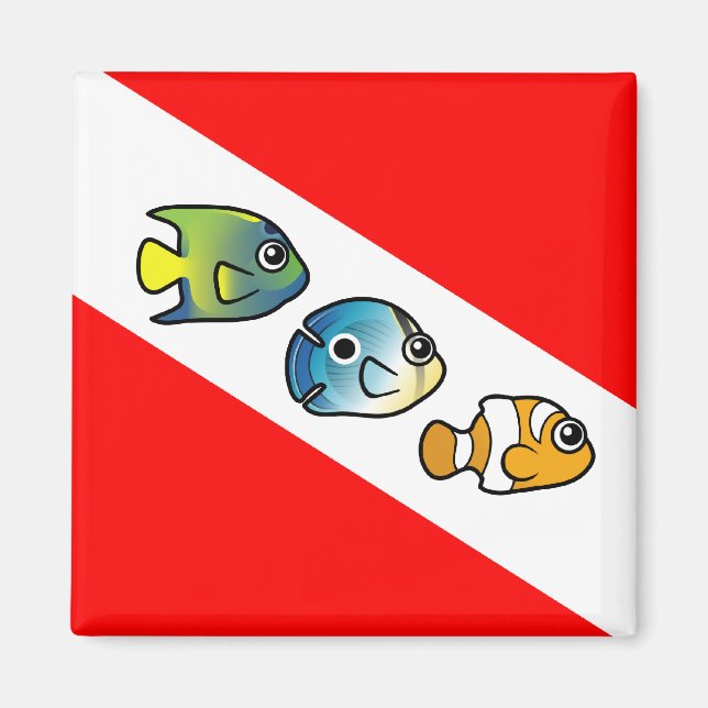 Flagga Cute Scubadsible Dive Magnet (Framsidan)