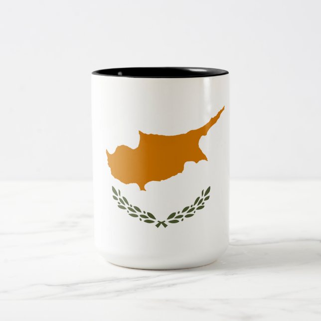 Flagga Cypern (grekcypriot) Två-Tonad Mugg (Center)