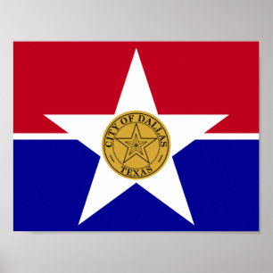 Flagga Dallas, Texas Affisch