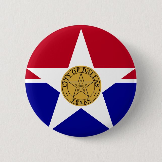 Flagga Dallas, Texas Pinback Button Knapp (Framsida)