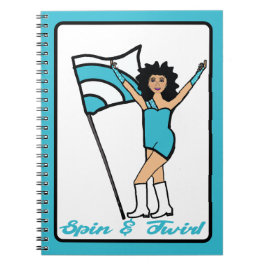 Flagga Dancer Aqua White Accent-anteckningsbok Anteckningsbok