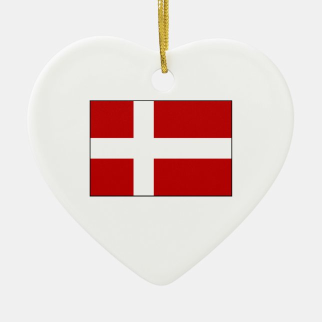 Flagga Danmark Julgransprydnad Keramik (Framsidan)