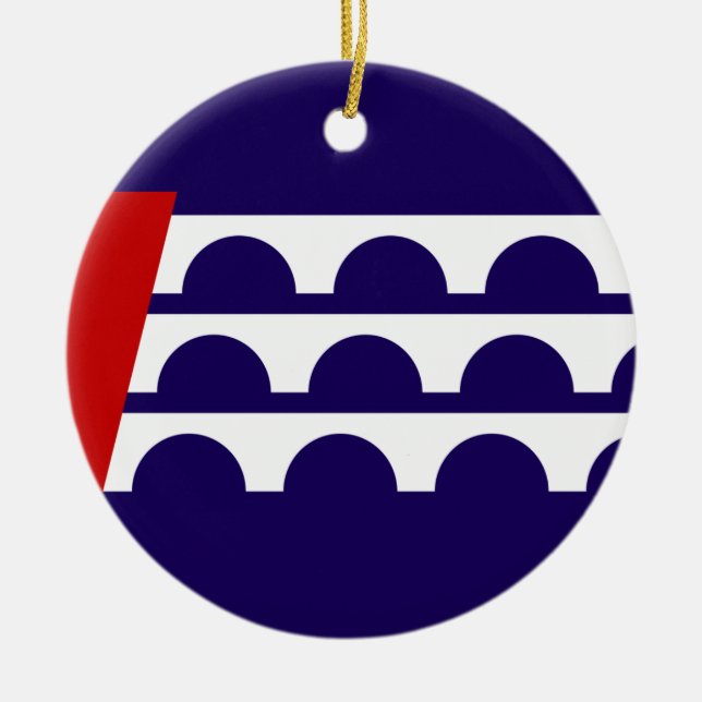 Flagga Des Moines (Iowa City) Julgransprydnad Keramik (Framsidan)