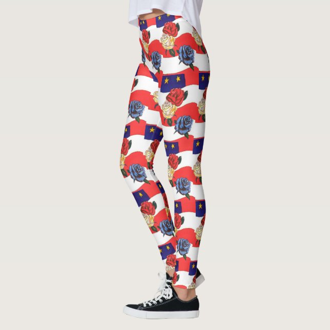 Flagga Designade finare Rött vitt blått Ro Leggings (Vänster)