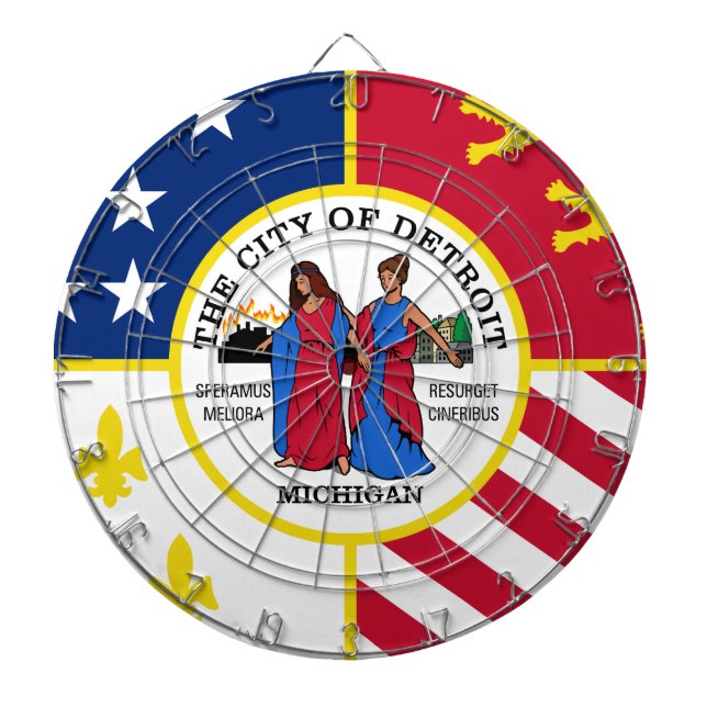 Flagga Detroit, Michigan Dartboard Darttavla (Framsidan)