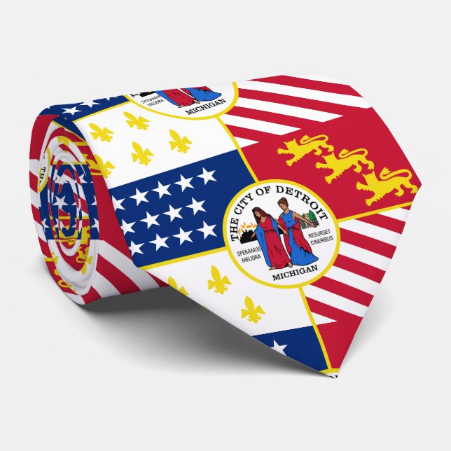 Flagga Detroit, Michigan Neck Tie Slips (Rullad)