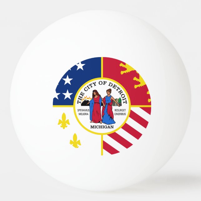 Flagga Detroit, Michigan Ping Pong Boll (Framsidan)