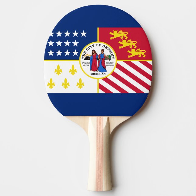 Flagga Detroit, Michigan Ping Pong Paddle Pingisracket (Framsidan)