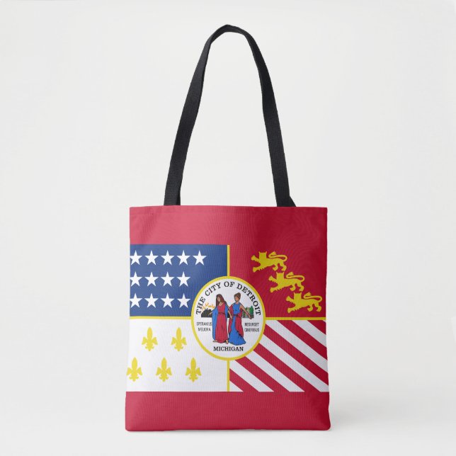 Flagga Detroit, Michigan Tote Bag Tygkasse (Framsida)