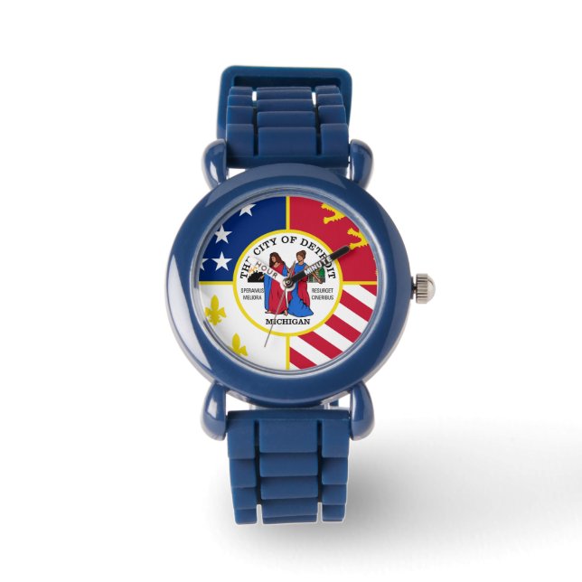 Flagga Detroit, Michigan Watch Armbandsur (Framsida)