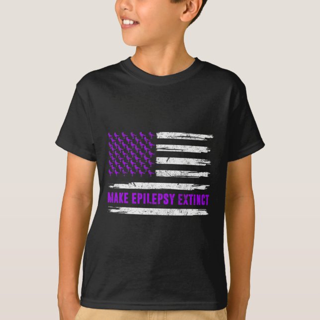 Flagga Dinosaur Gör att epilepsi Utdödar medvetand T Shirt (Framsida)