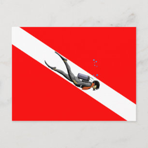 Flagga Diver och Dive Vykort