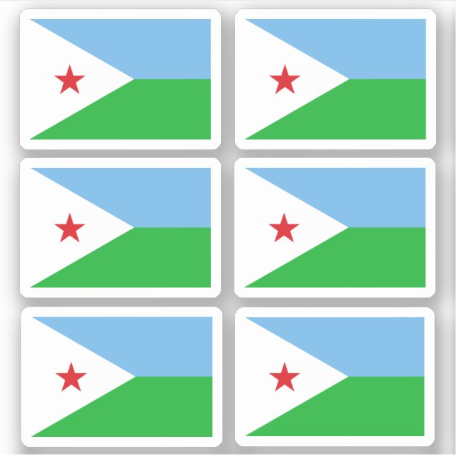 Flagga Djibouti - en samlingsetikett Klistermärken (Framsida)