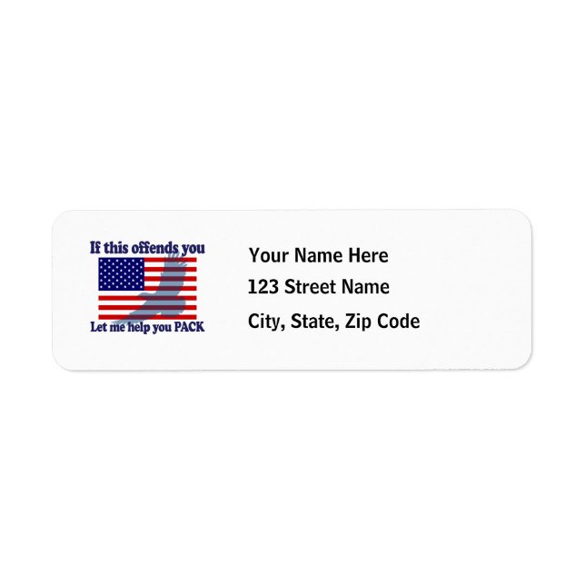 Flagga & Eagle Patriot - USA flagga Returadress Etikett (Framsidan)