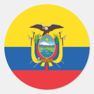 Flagga Ecuador - Bandera de Ecuador Runt Klistermärke