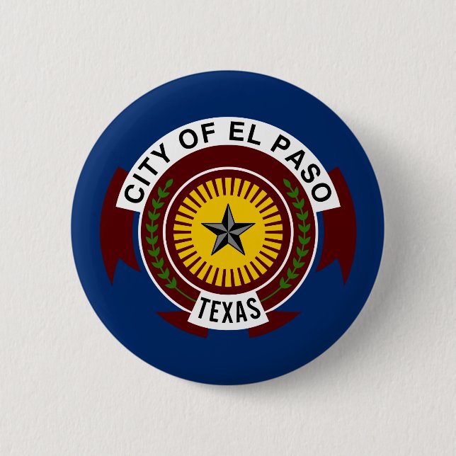 Flagga El Paso, Texas Pinback Button Knapp (Framsida)