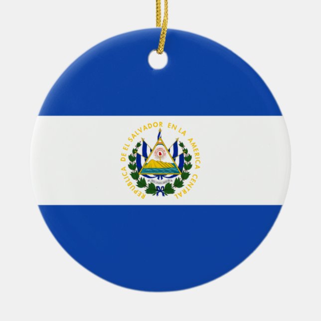 Flagga El Salvador - Bandera de El Salvador Julgransprydnad Keramik (Framsidan)