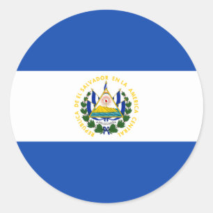 Flagga El Salvador - Bandera de El Salvador Runt Klistermärke
