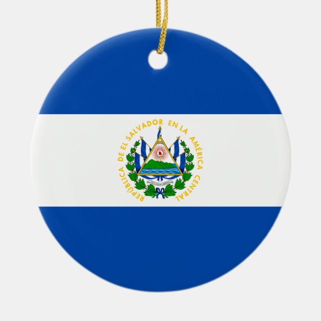 Flagga El Salvador Julgransprydnad Keramik (Framsidan)