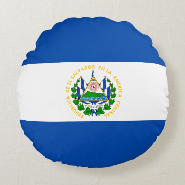 Flagga El Salvador Rund Kudde (Framsidan)