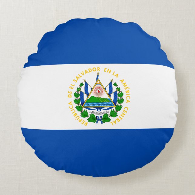 Flagga El Salvador Rund Kudde (Framsidan)