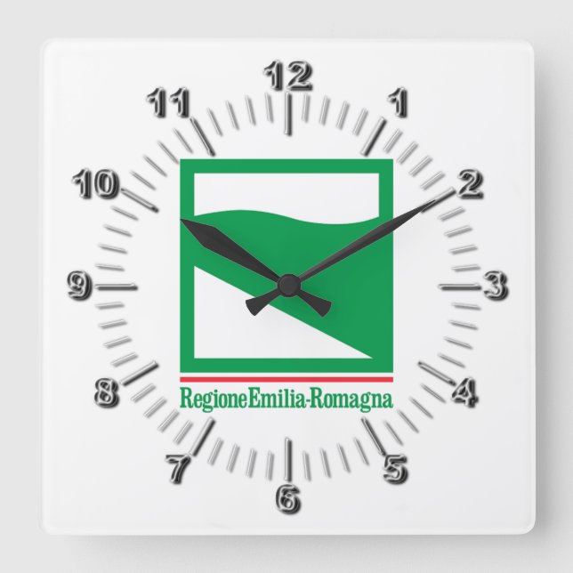 Flagga Emilia Romagna (Italien) Fyrkantig Klocka (Framsida)