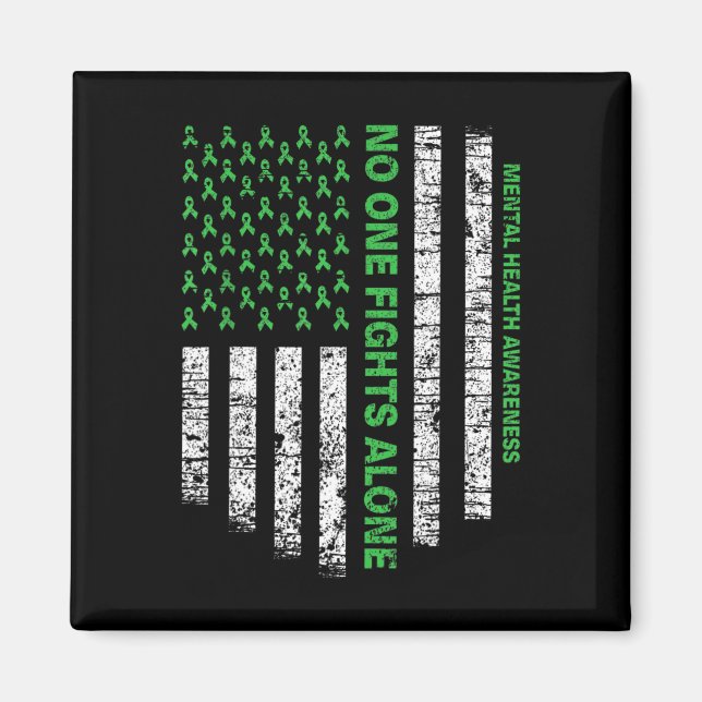 Flagga Ensam Mental Health Awareness No One Fights Magnet (Framsidan)