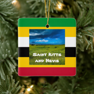 Flagga Färg of St. Kitts Julgransprydnad Keramik