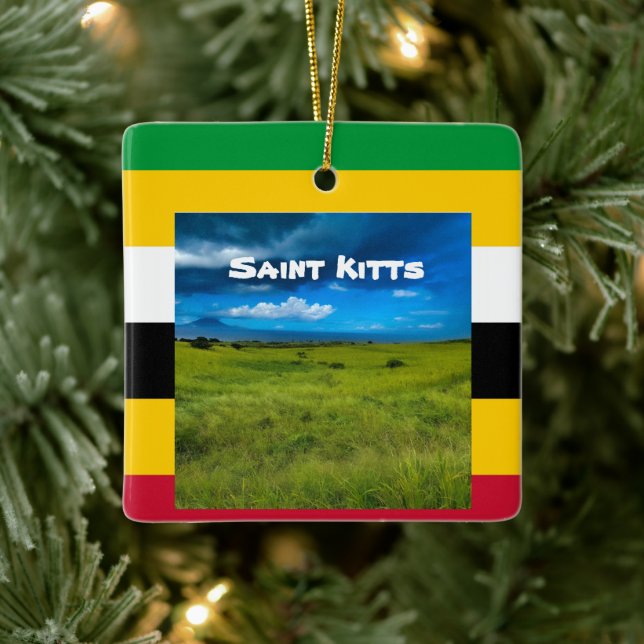Flagga Färg of St. Kitts Julgransprydnad Keramik (Träd)
