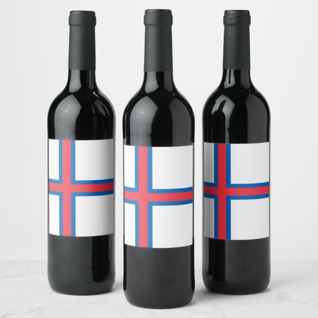 Flagga Färöarna Vinflaska Etikett (Flaskor)