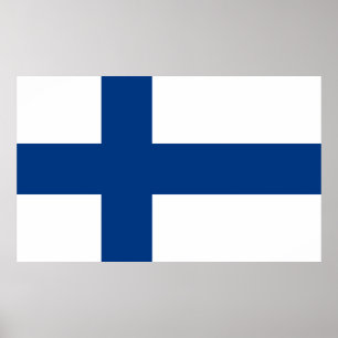 Flagga Finland Blue Kor Suomi Poster