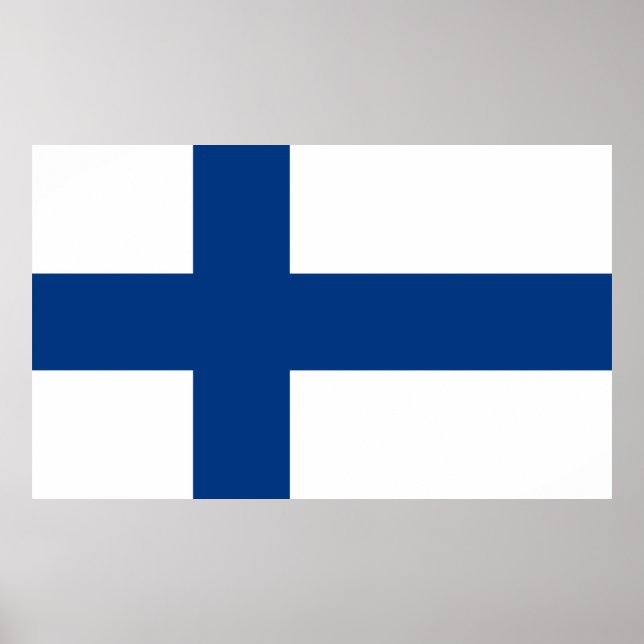 Flagga Finland Blue Kor Suomi Poster (Framsidan)