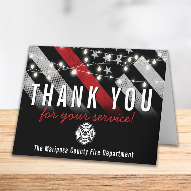 Flagga First Responder vid brandbekämpningsavdelni Tack Kort (Say thank you with this thank you card that is perfect for firefighters or fire department employees)